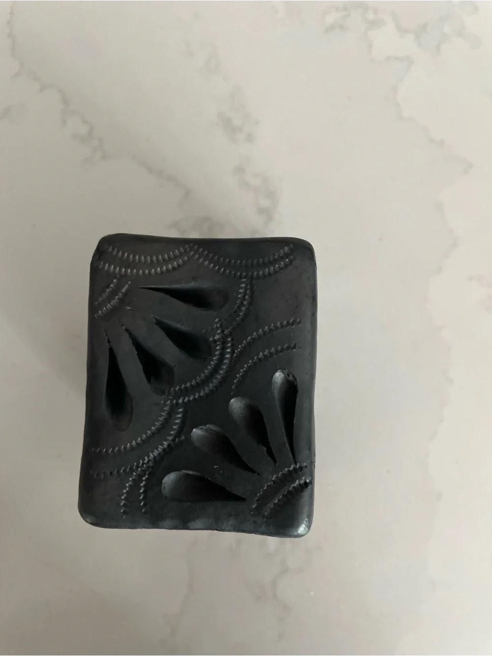 Vintage Mexican Black Clay Incense Holder Small Handmade Pottery Vessel
